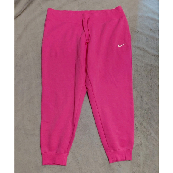 Nike Women's Plus Size 1X Fleece Pink High-Waisted Joggers Lounge Pants NWT - Picture 2 of 10